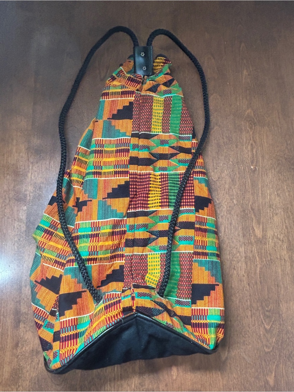 Multicolor Kente-Pattern Drawstring Backpack - Men - Picture 4 of 8